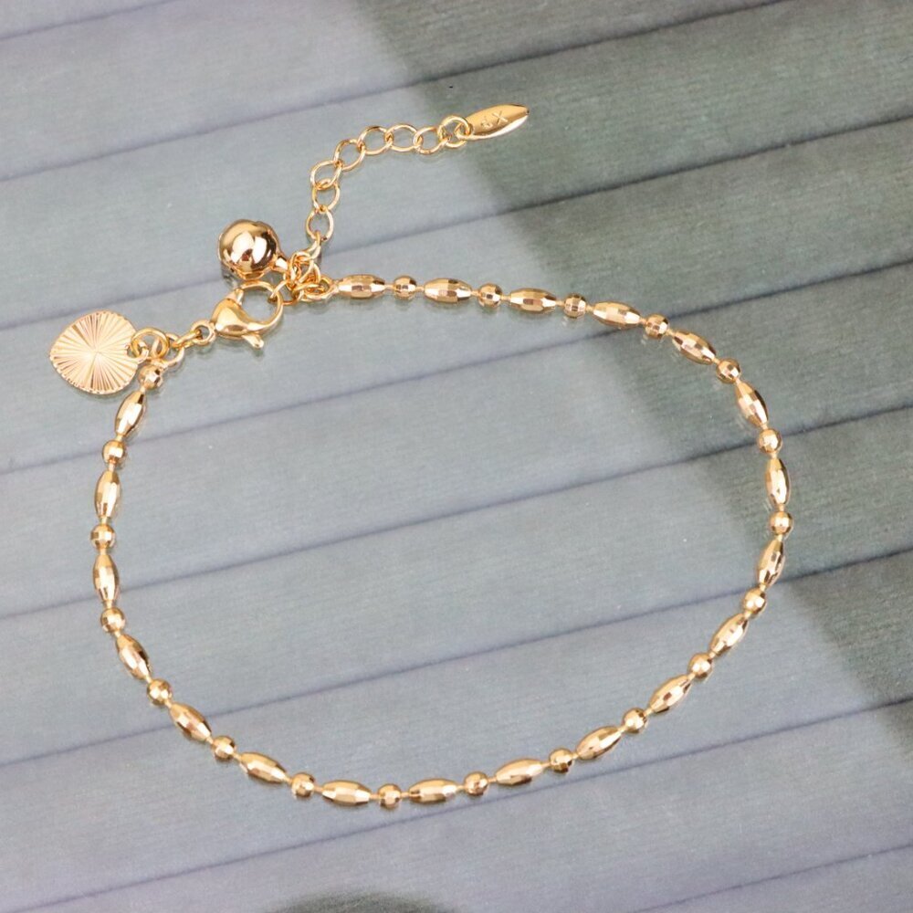 "Beaded Rose Gold Anklet with Shine Charm, XPAL1166
